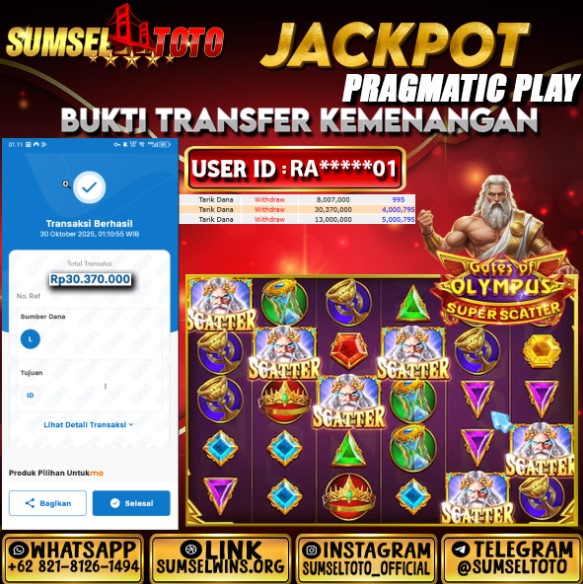 SUMSELTOTO GATE OF OLYMPUS Rp.30.370.000,- LUNAS